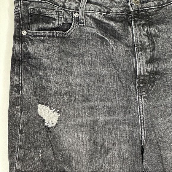 Old Navy O.G Straight Black Acid wash Distressed Mom Jean - Picture 5 of 8